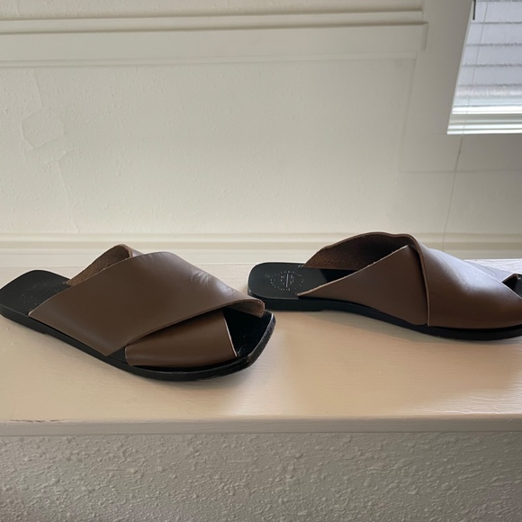 ATP All Tomorrow's Parties Khaki Brown Alicia Slides - Picture 3 of 5